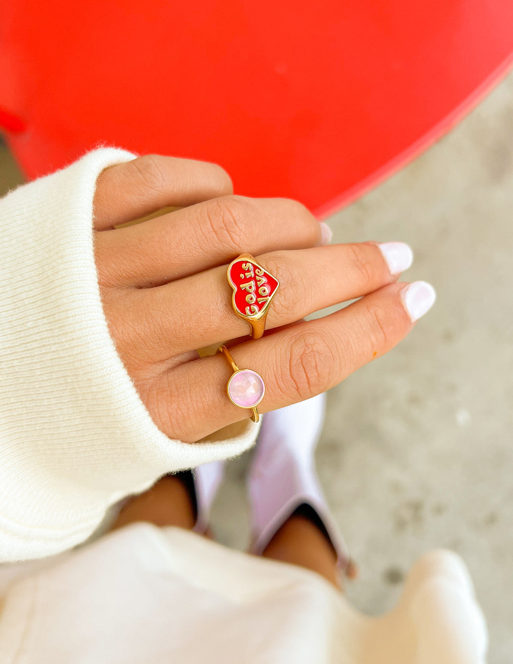 Anillo de esmalte Dios es amor 