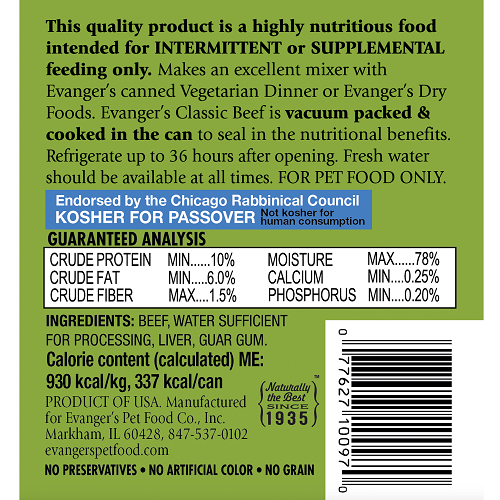 Evanger's Todas las Etapas de la Vida – Carne Clásica (12.5oz)