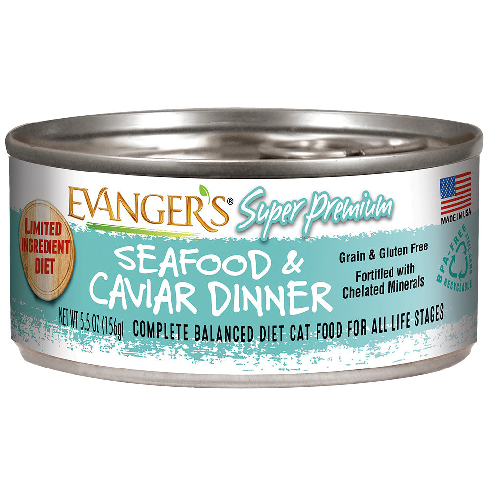 Comida húmeda para gatos Evanger's All Life Stages Super Premium con mariscos y caviar (157 g)