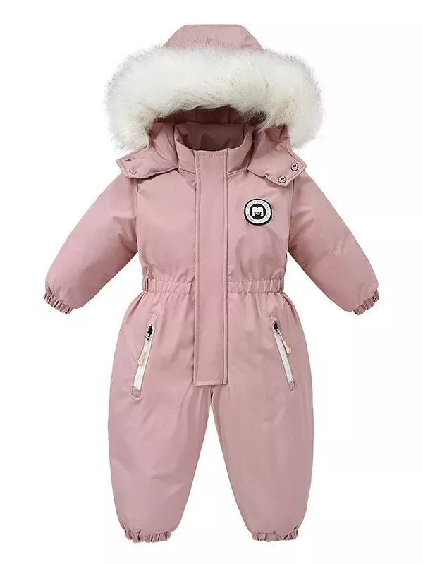 Mono de una pieza con capucha de piel sintética para niños