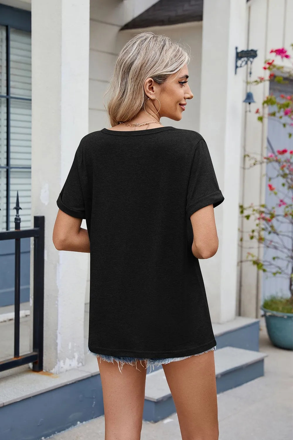 Camiseta de manga corta con muescas Florira