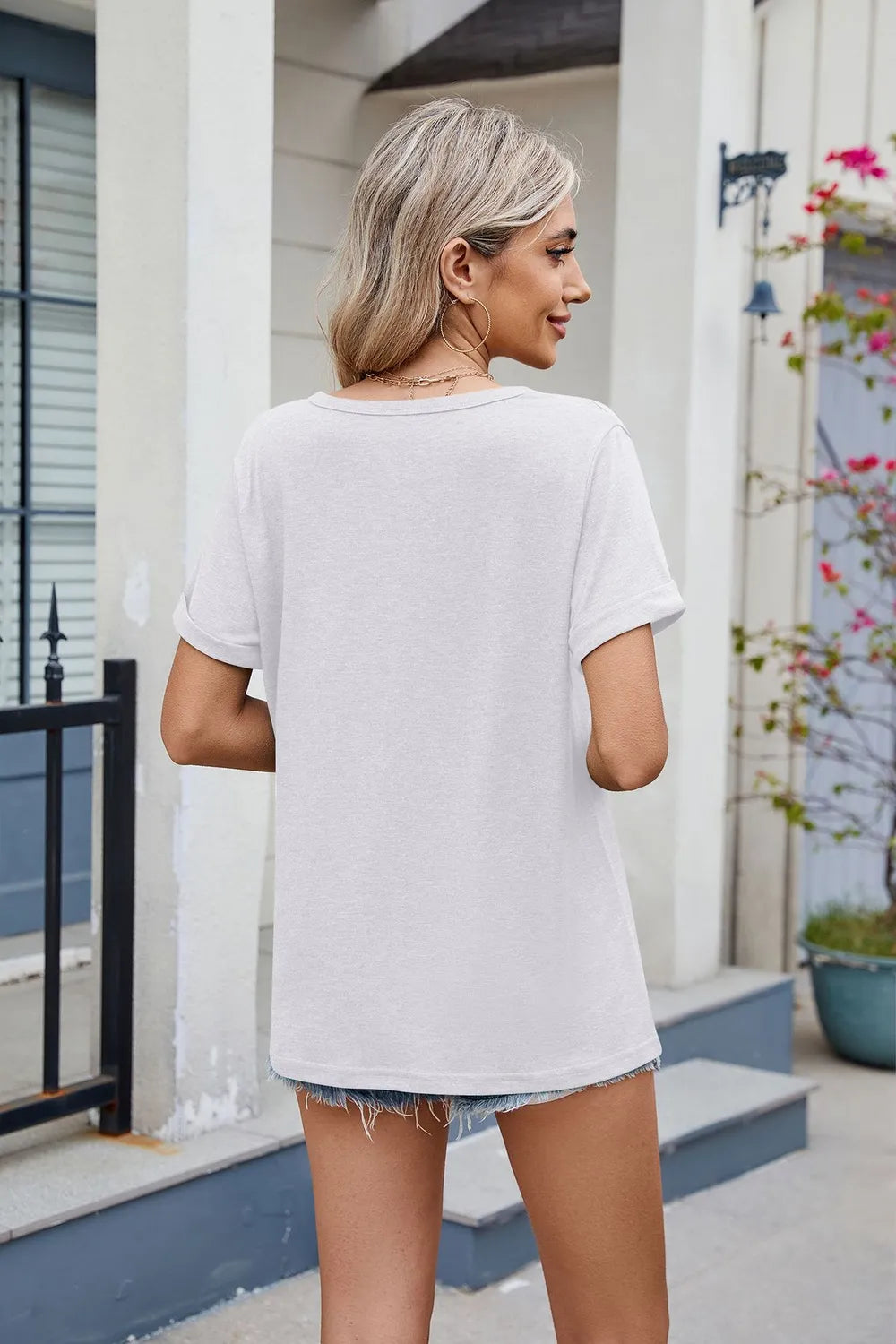 Camiseta de manga corta con muescas Florira
