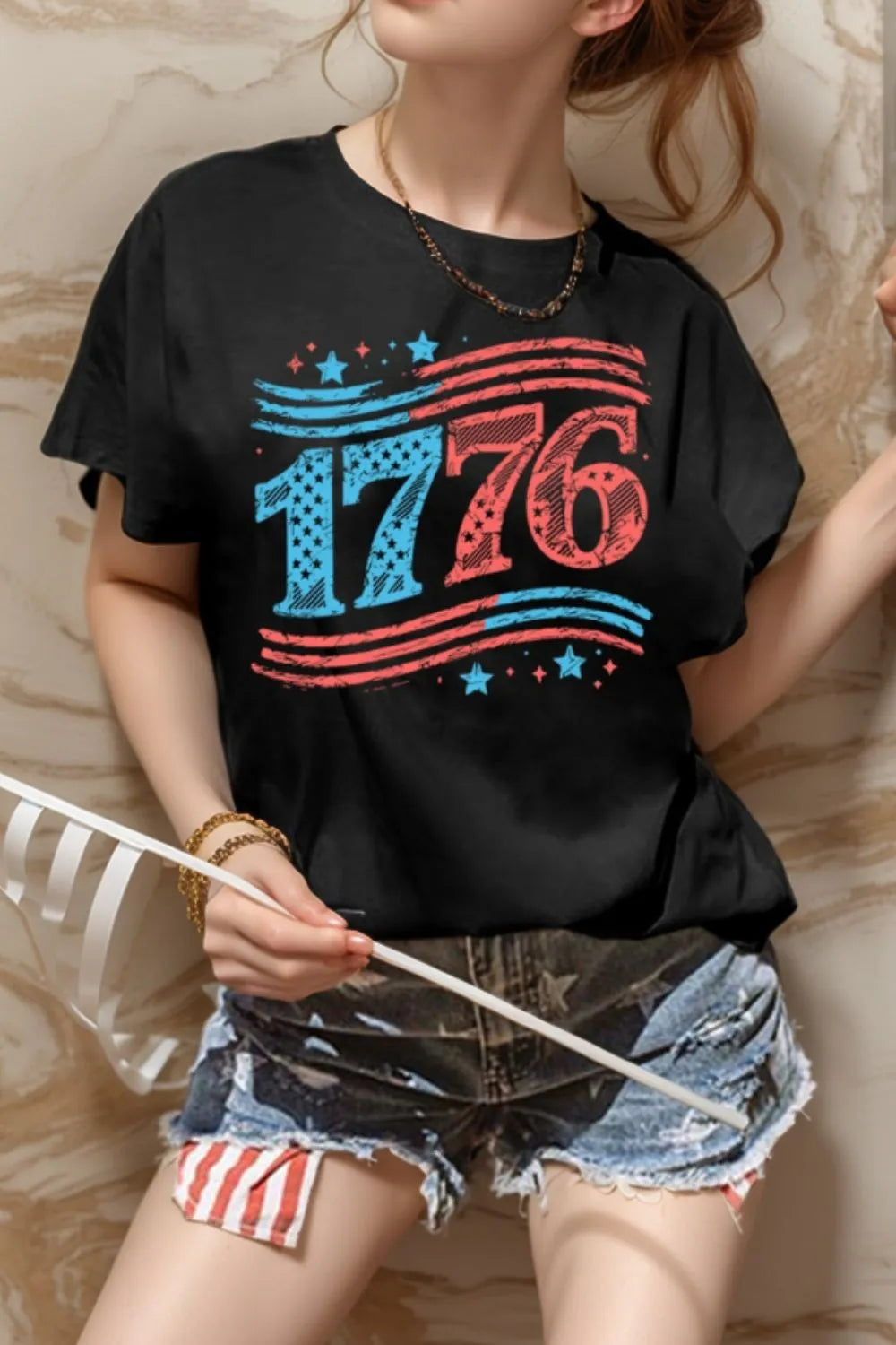 Camiseta gráfica de manga corta con cuello redondo