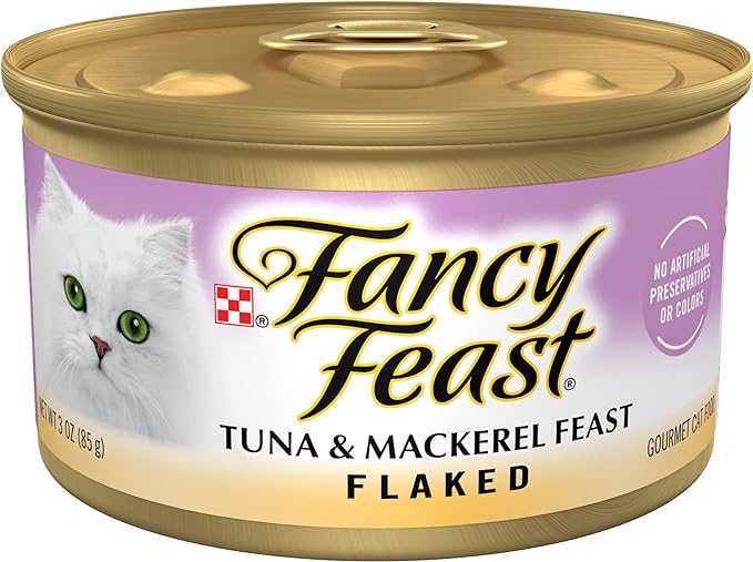 Alimento húmedo Fancy Feast de atún y caballa en hojuelas para gatos (85 g)