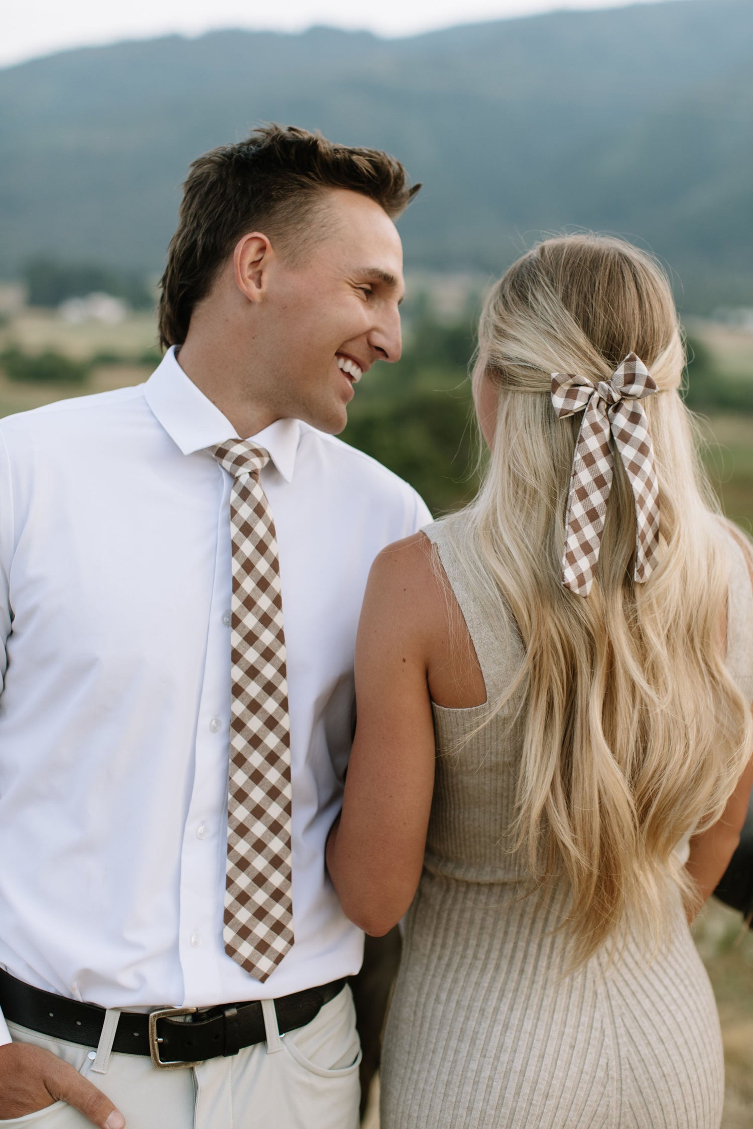 Fawn Gingham Men's Tie