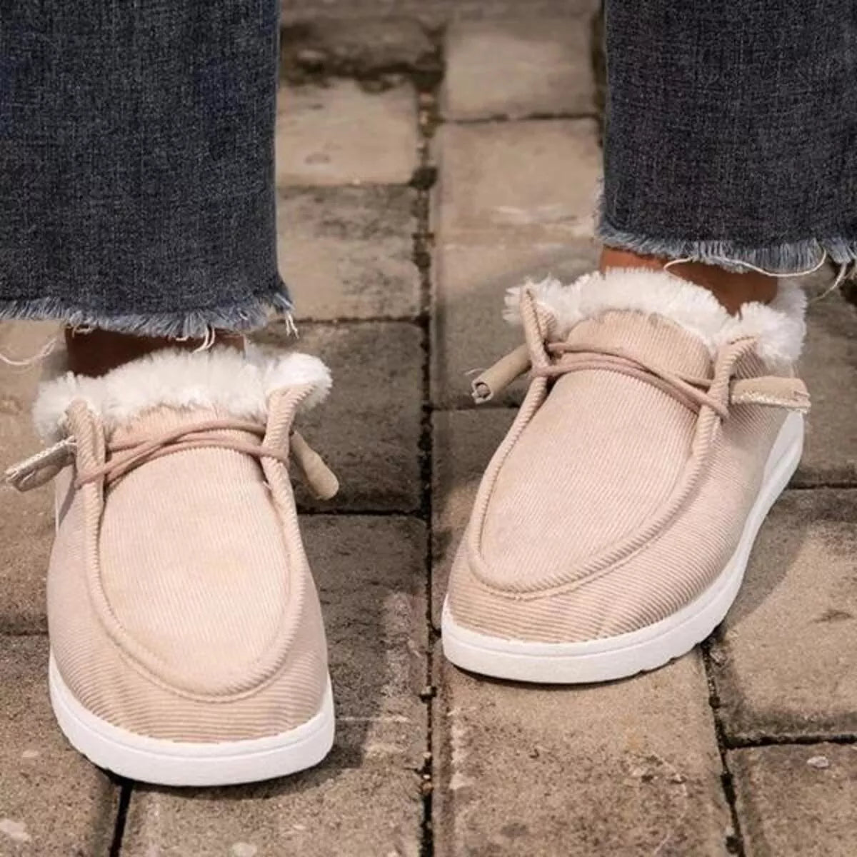 Pantuflas de pana con forro suave