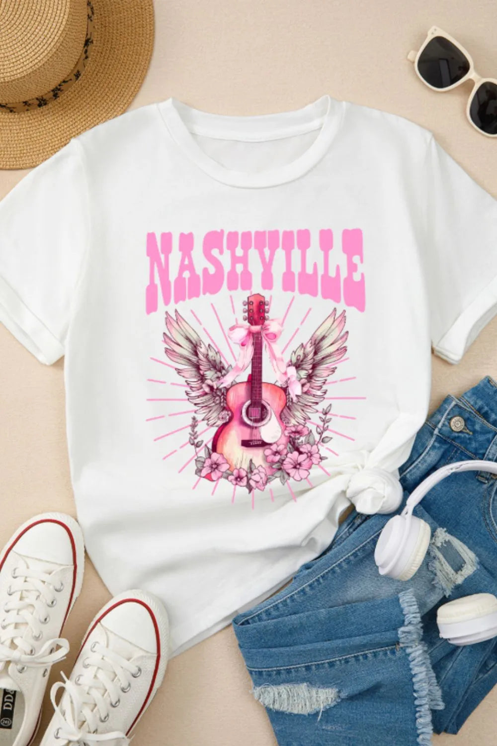 Camiseta gráfica de manga corta con cuello redondo