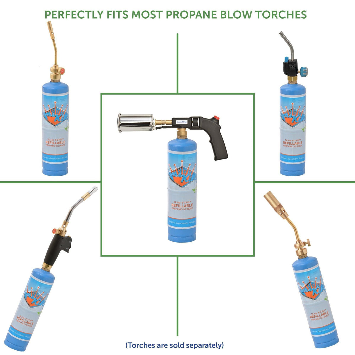 Paquete de 2 cilindros de propano recargables Flame King de 1 lb, ecológicos y sostenibles, para soldar, 14.1 