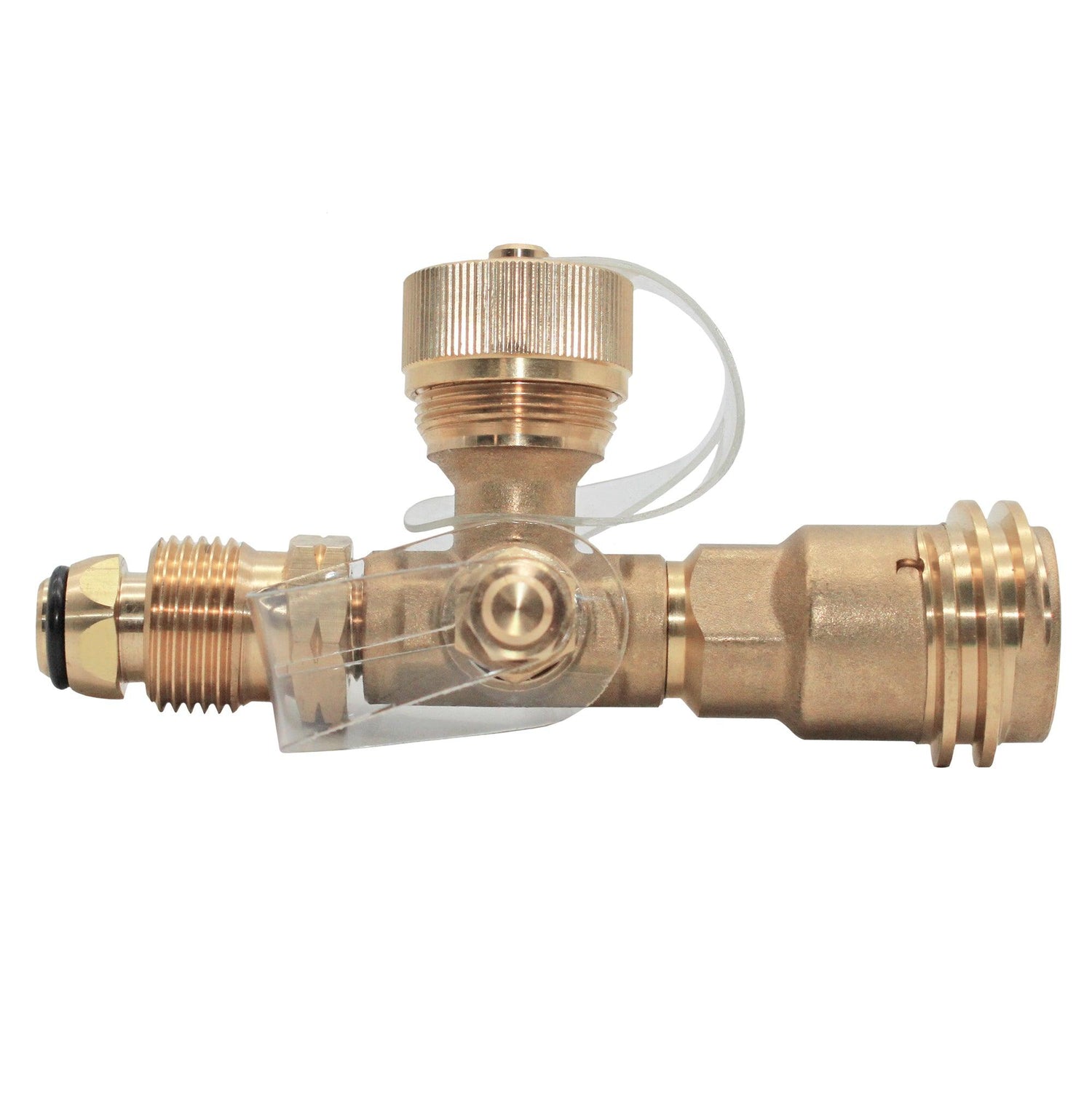 Adaptador de propano en T de latón de 4 puertos - Flame King