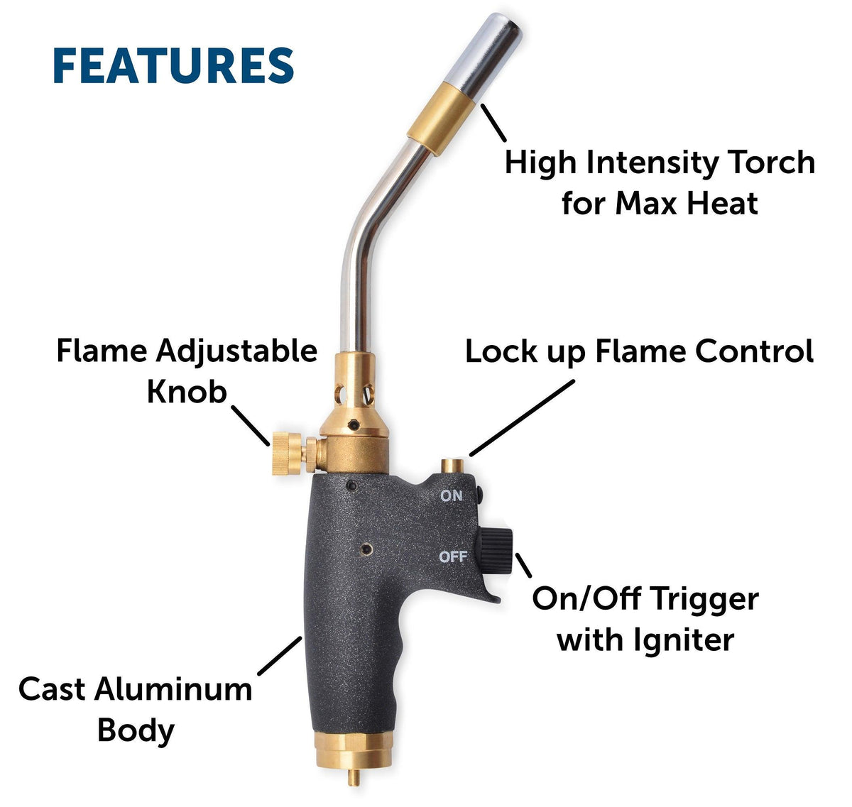 Cabezal de soplete de propano de máxima potencia y encendido automático profesional Flame King Welding 
