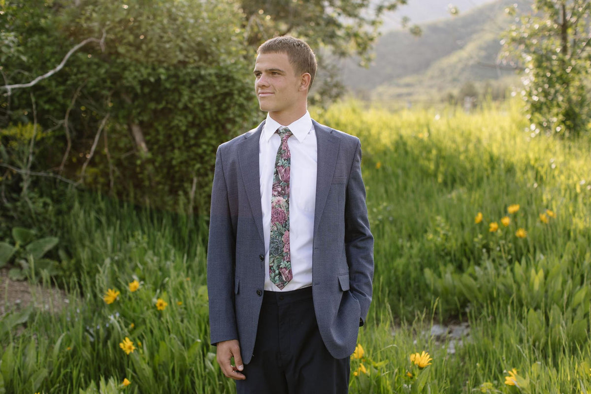 Corbata floral para hombre con diseño de vestíbulo