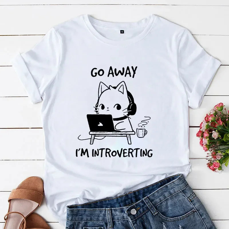 Camiseta divertida de gato: ¡Vete, soy introvertido!