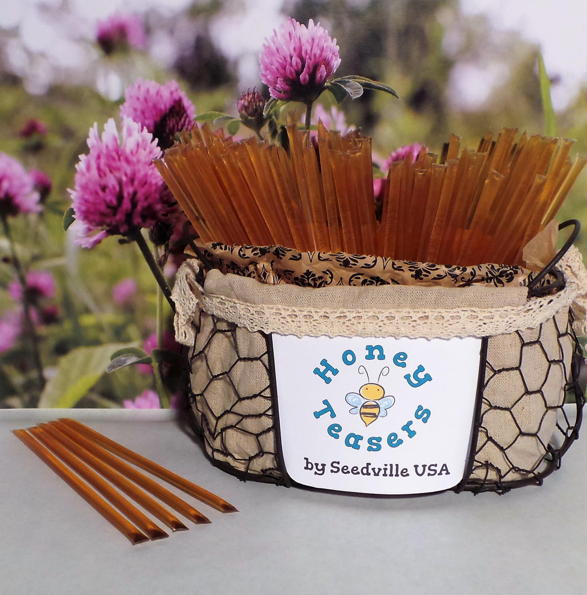 Paquete de 5 palitos de miel con sabor a flor de trébol, palitos de miel natural, pajitas Honeystix