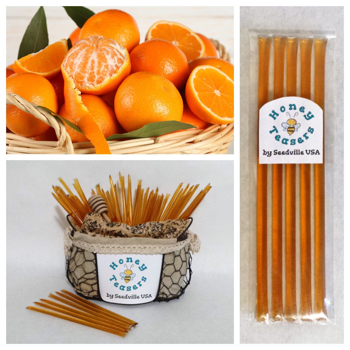 Paquete de 5 palitos de miel de naranja, palitos de miel natural, pajitas Honeystix