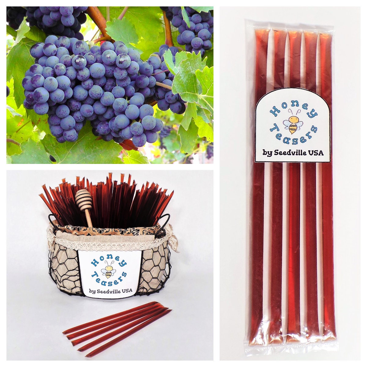 Paquete de 5 palitos de miel de uva, palitos de miel natural, pajitas Honeystix