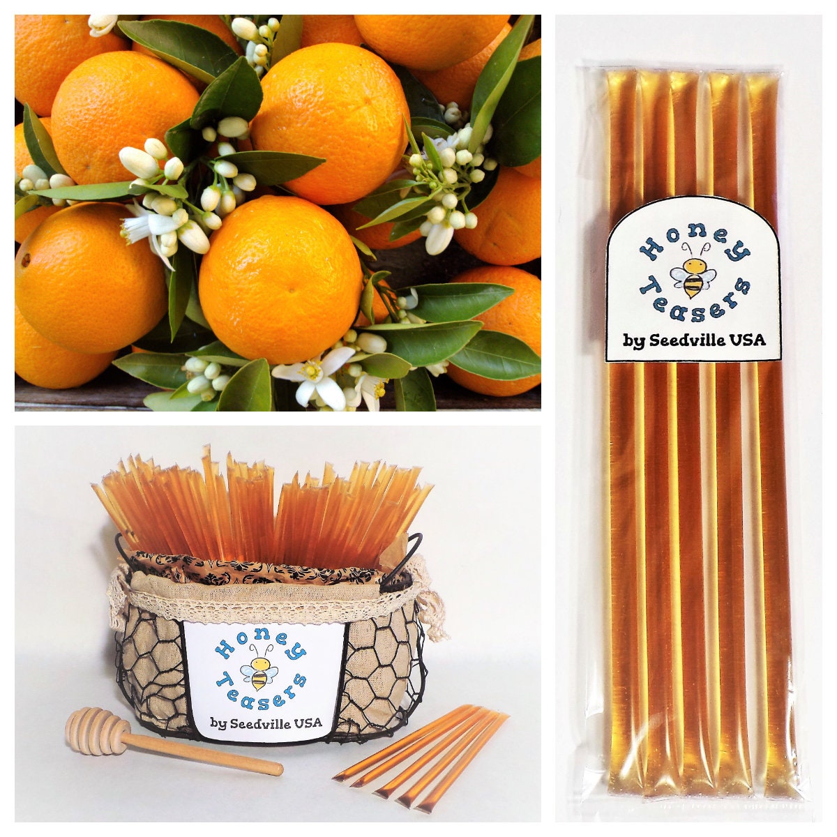 Paquete de 5 palitos de miel de azahar, palitos de miel natural, pajitas Honeystix