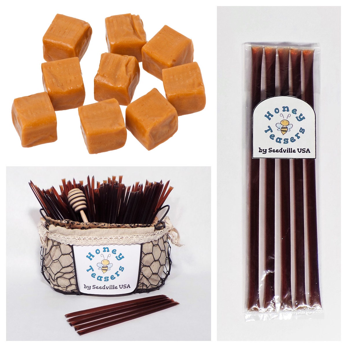 Paquete de 5 palitos de miel y caramelo, palitos de miel natural, pajitas Honeystix