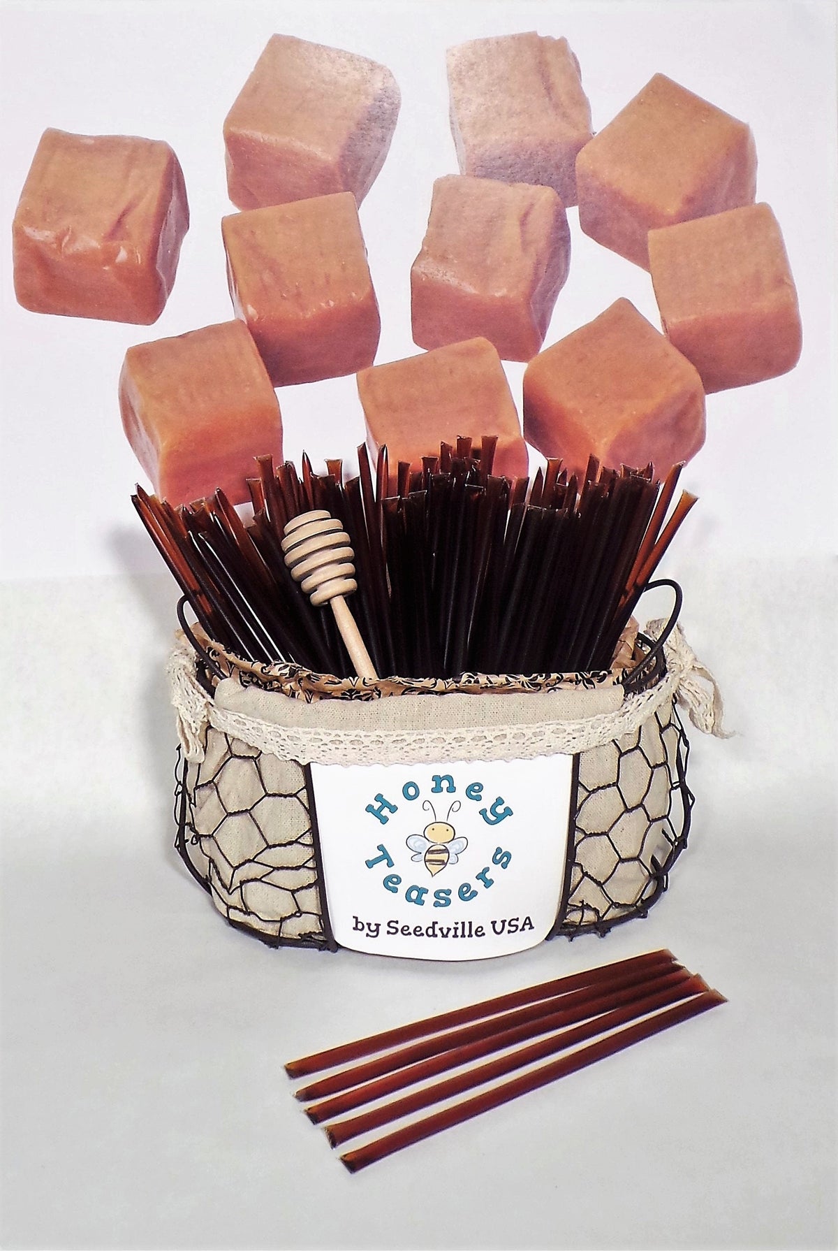 Paquete de 5 palitos de miel y caramelo, palitos de miel natural, pajitas Honeystix