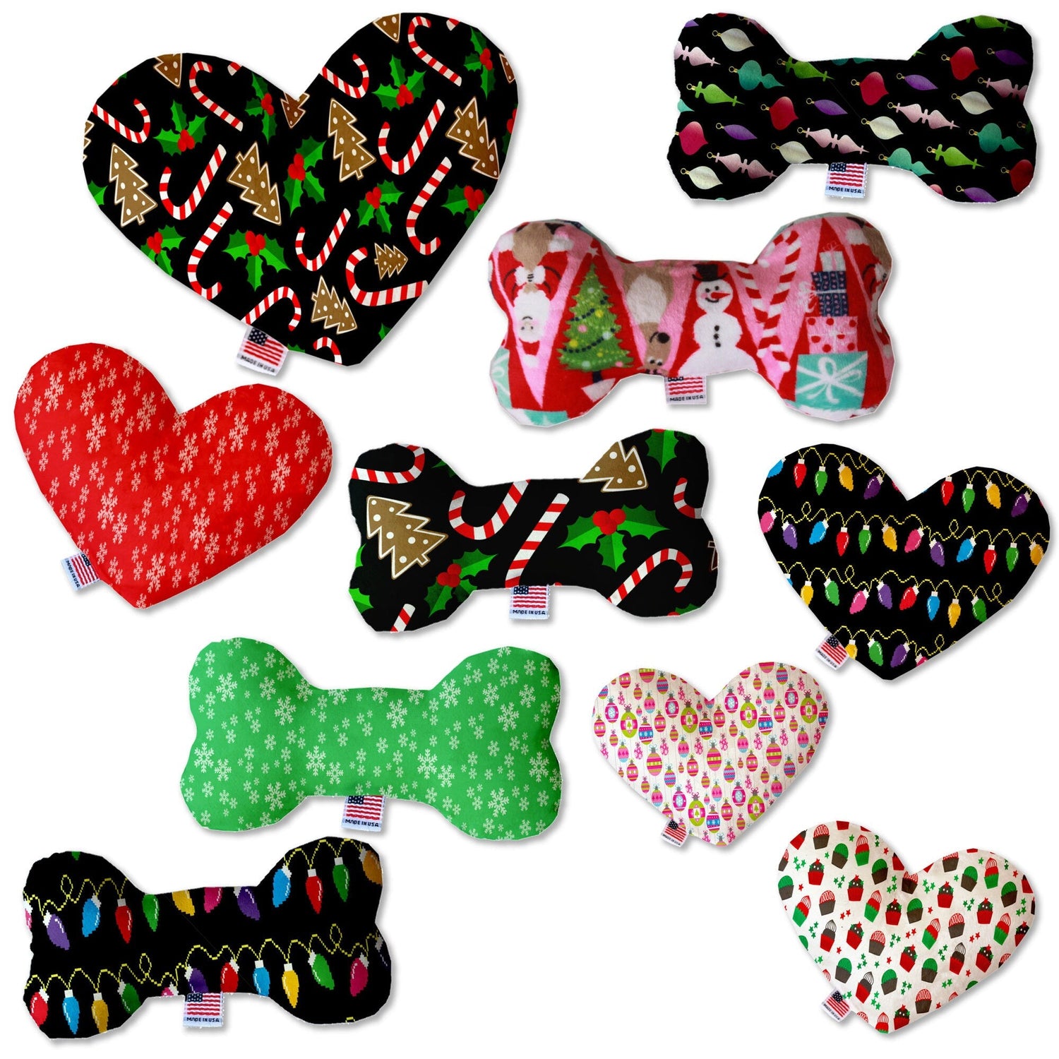 Juguetes de peluche con forma de corazón y hueso para Navidad - Grupo Candy Cane Lane