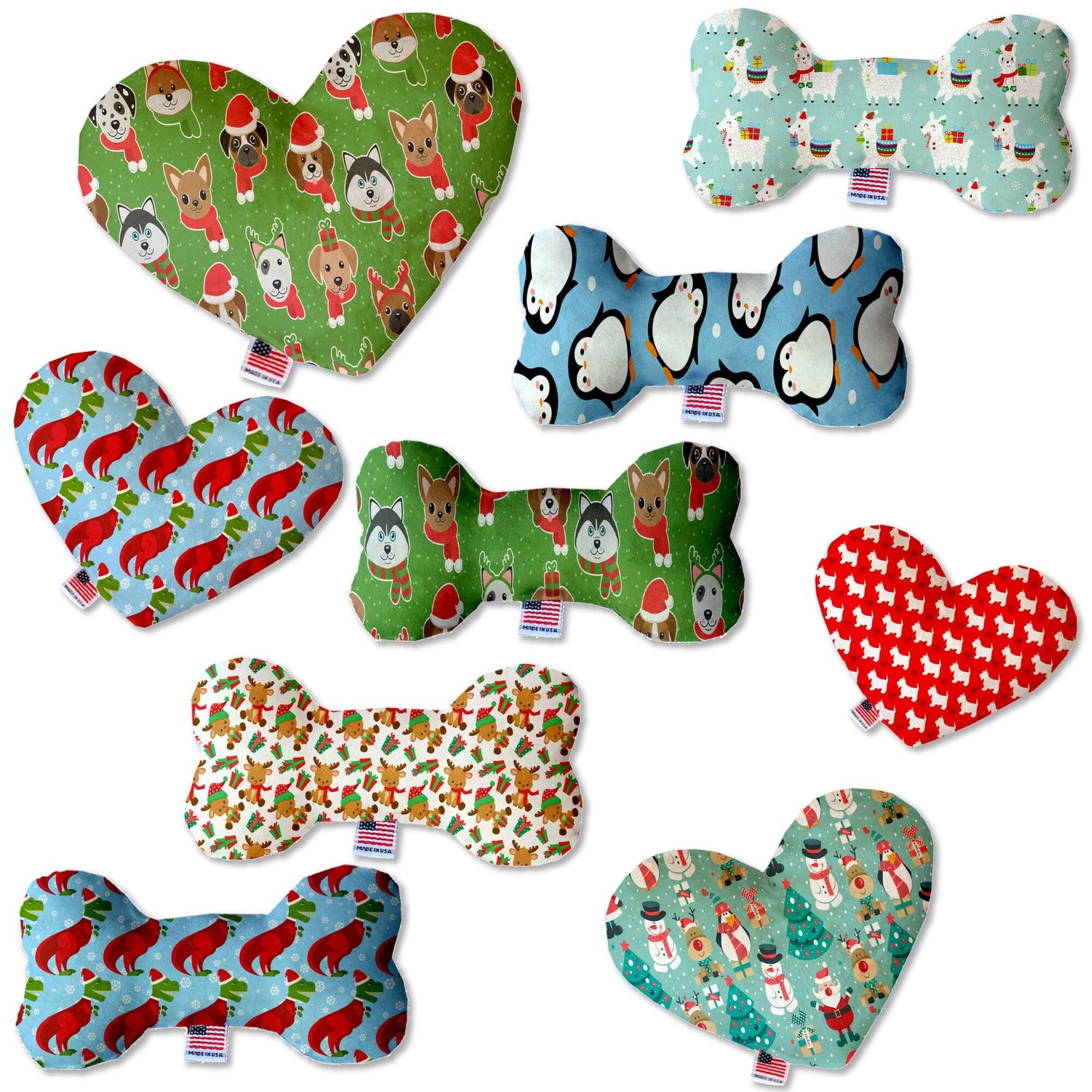 Peluche de corazón y hueso de Navidad - Grupo de amigos festivos