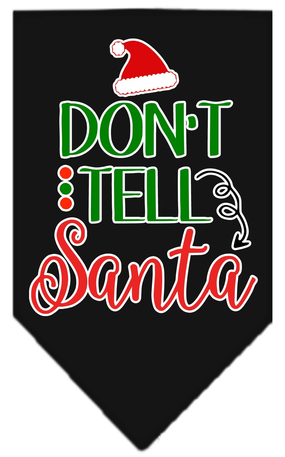 Pañuelo navideño para mascotas y perros serigrafiado con la frase "No se lo digas a Santa"
