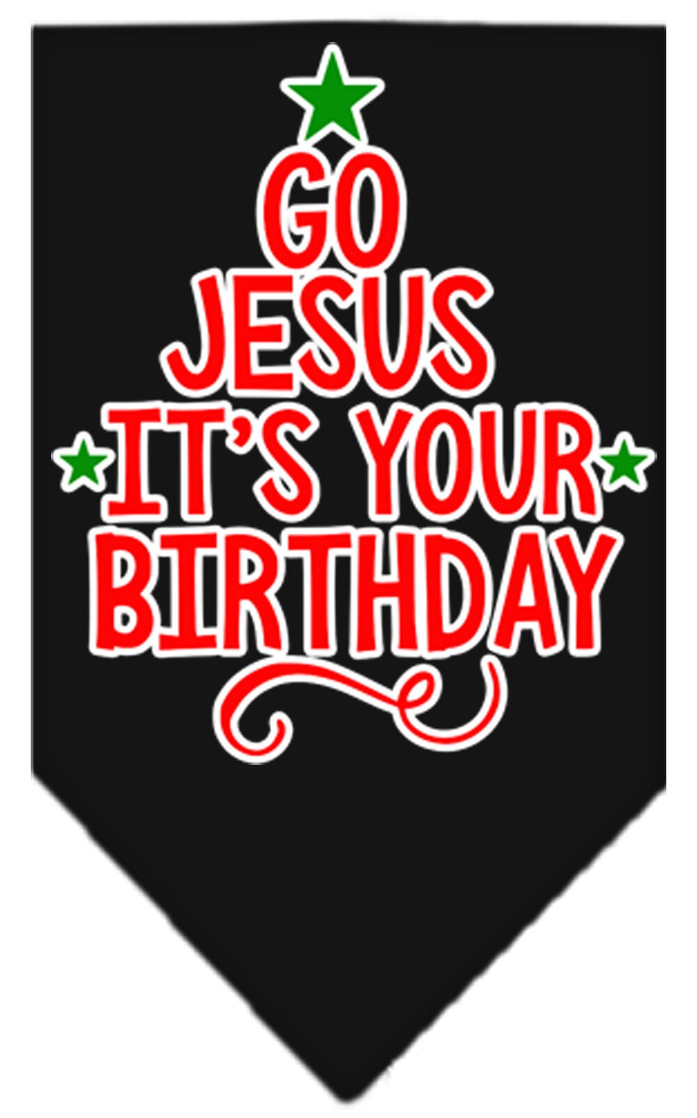 Pañuelo navideño para mascotas y perros serigrafiado con la frase "Vamos Jesús, es tu cumpleaños".