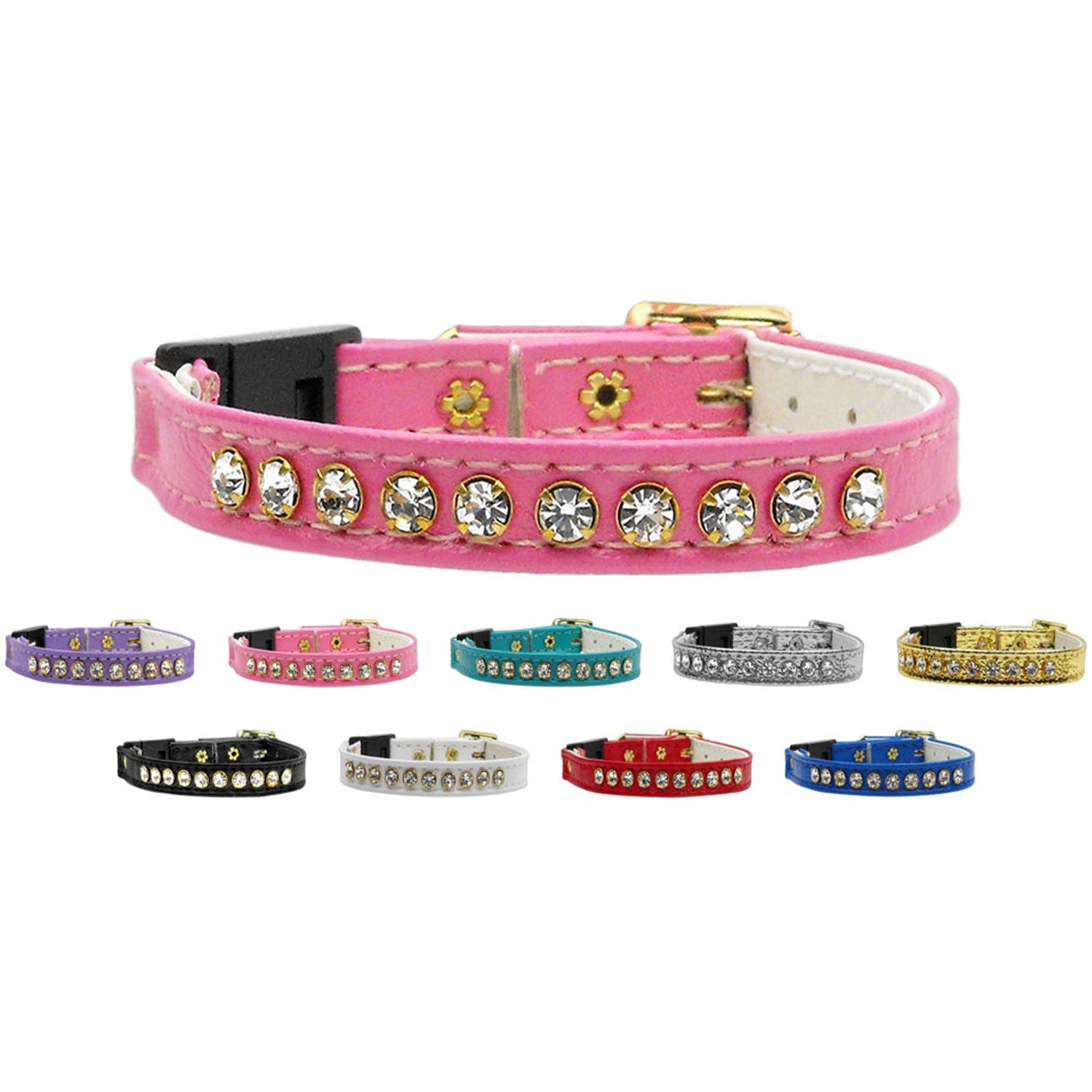 "One Row Rhinestone" Breakaway Buckle Cat Collar