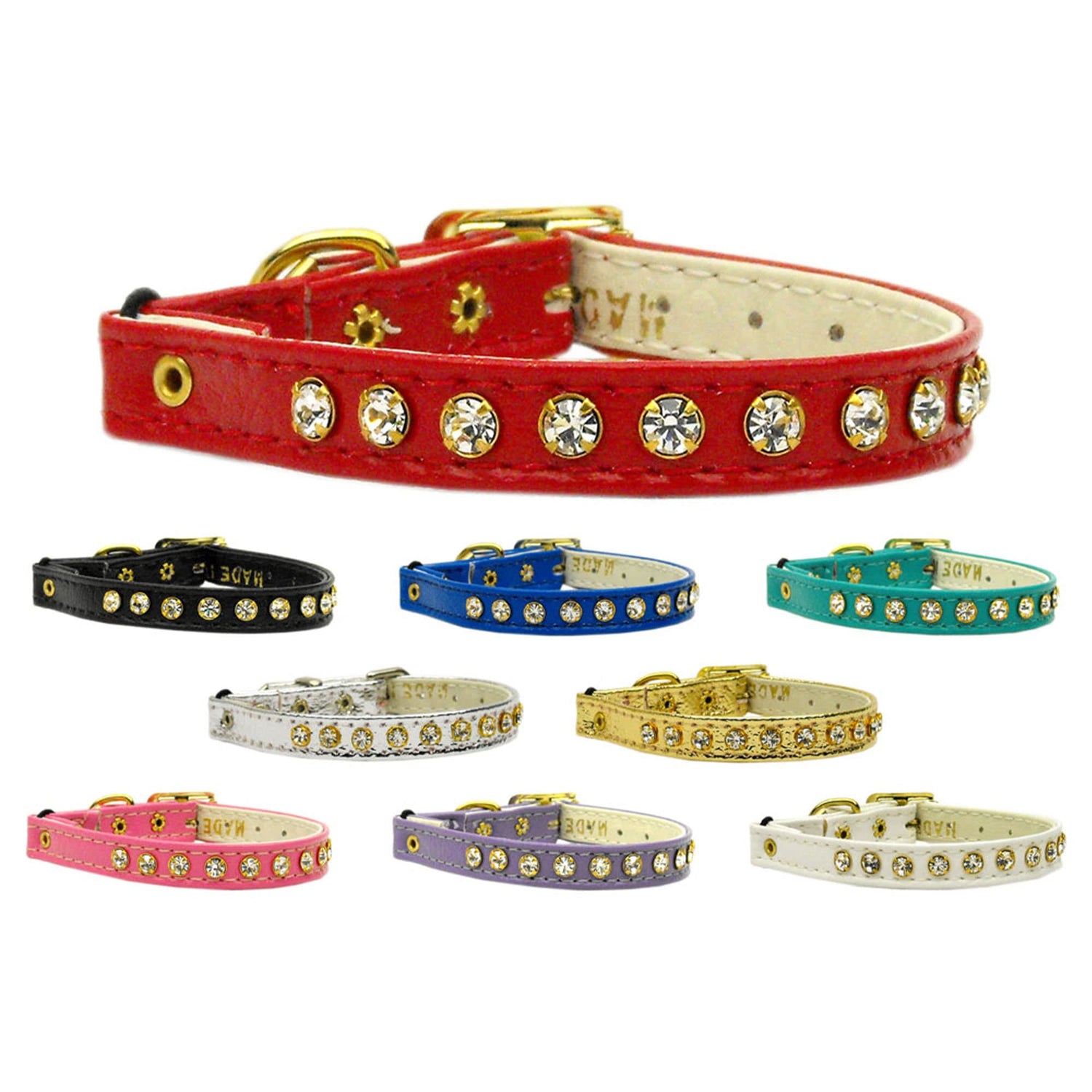 "One Row Clear Crystal" Cat Safety Collar
