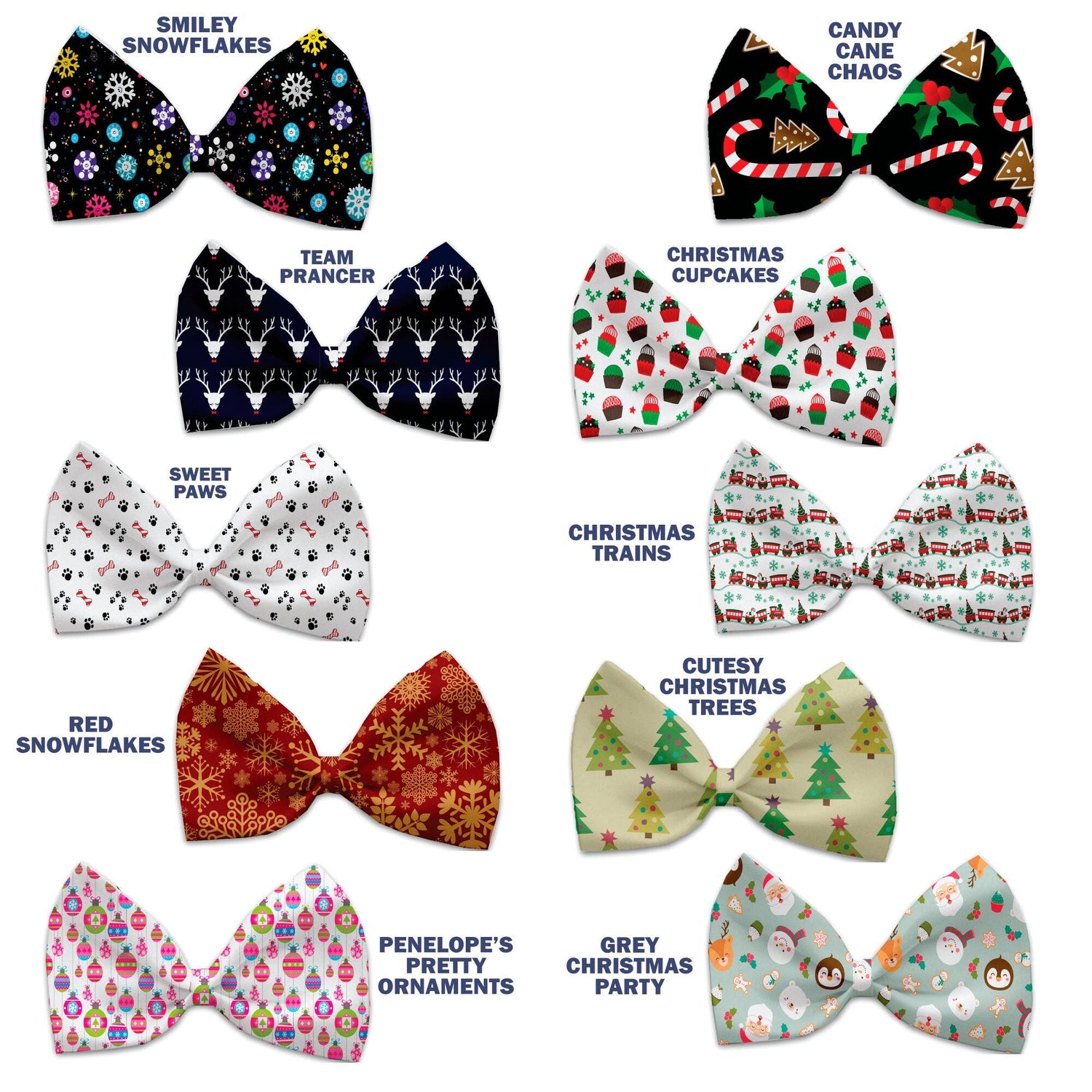 Christmas Pet Bow Ties, "Sweet Snowflakes Group"