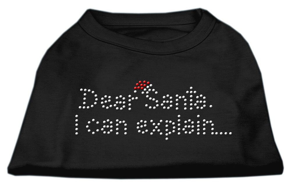 Camiseta navideña para perro y gato con diamantes de imitación, "Querido Papá Noel, te lo puedo explicar".