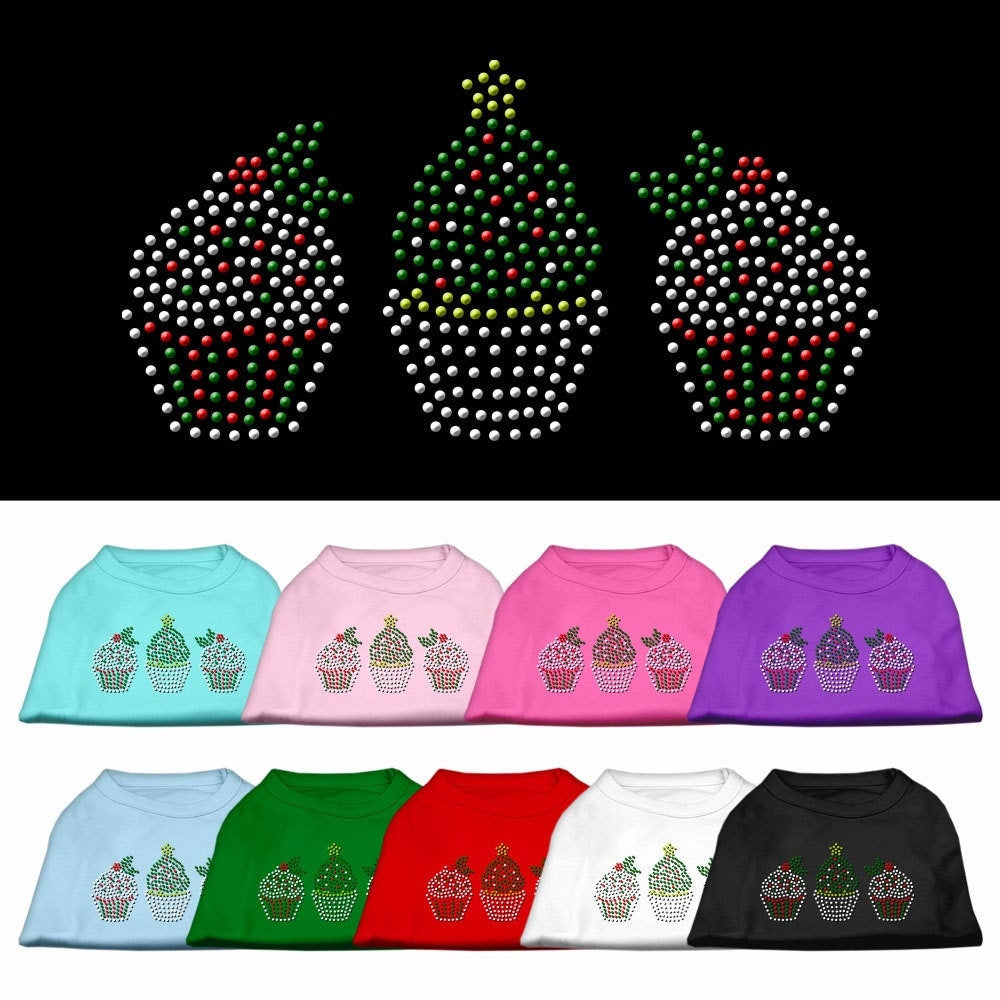 Camiseta navideña para perro y gato con diamantes de imitación, "Cupcakes navideños"