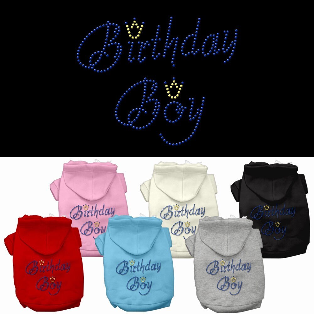 Sudadera con capucha para perro y gato con diamantes de imitación, "Cumpleañero"