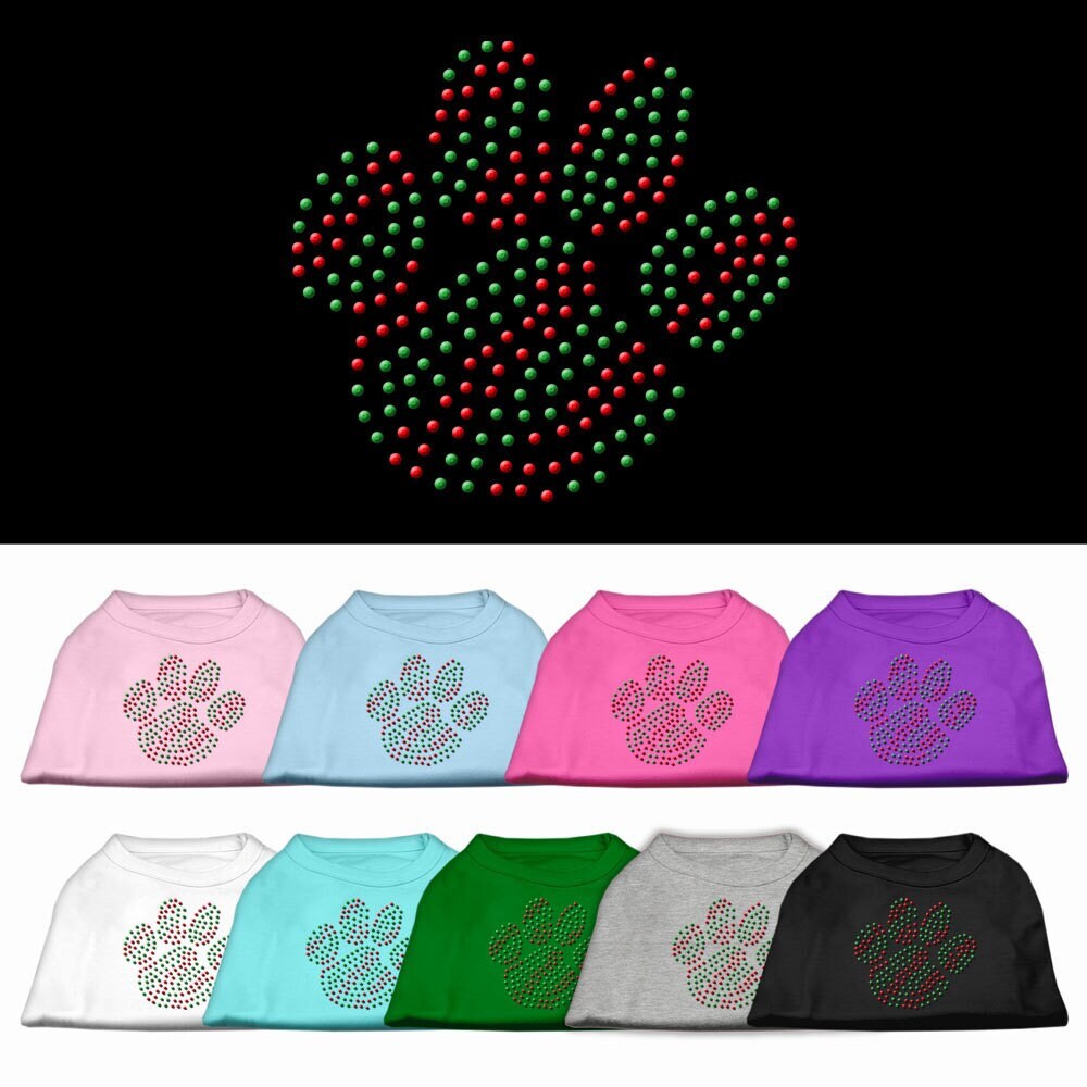 Christmas Pet Dog & Cat Shirt Rhinestone, "Holiday Paw"