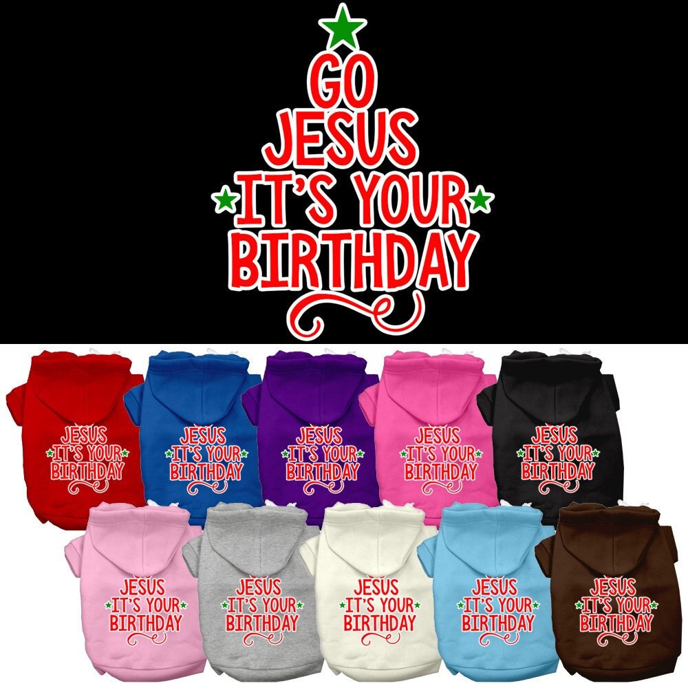 Sudadera navideña para perro y gato con serigrafía "Anda, Jesús, es tu cumpleaños".