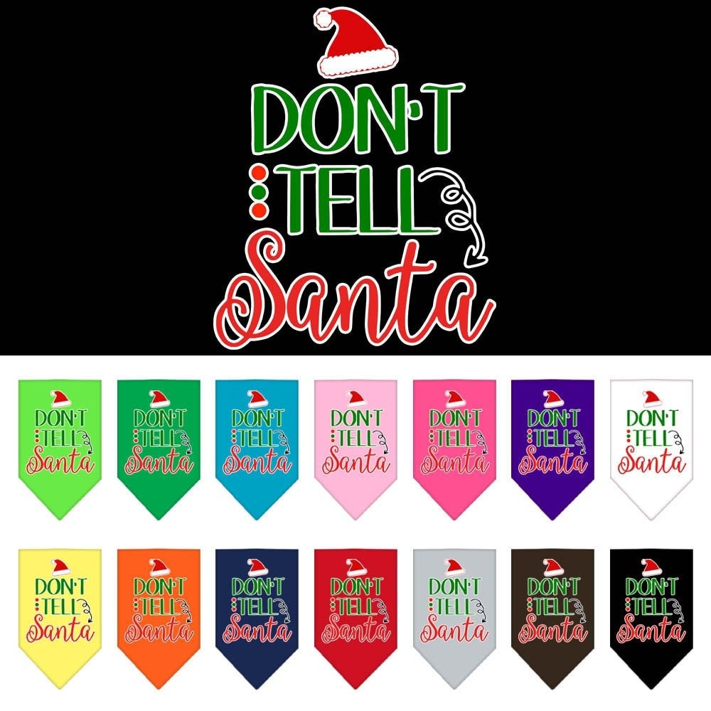 Pañuelo navideño para mascotas y perros serigrafiado con la frase "No se lo digas a Santa"