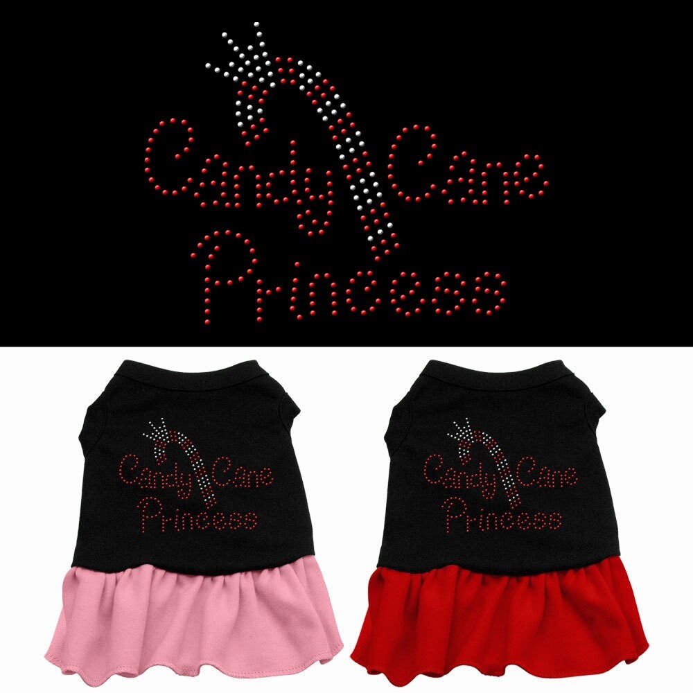Vestido navideño con diamantes de imitación para perro y gato, "Princesa Bastón de Caramelo"