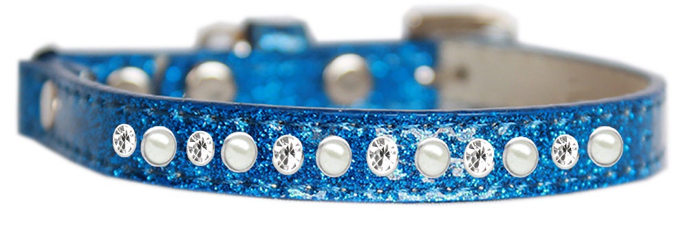 "One Row Pearl & Clear Crystal" Ice Cream Cat Safety Collar