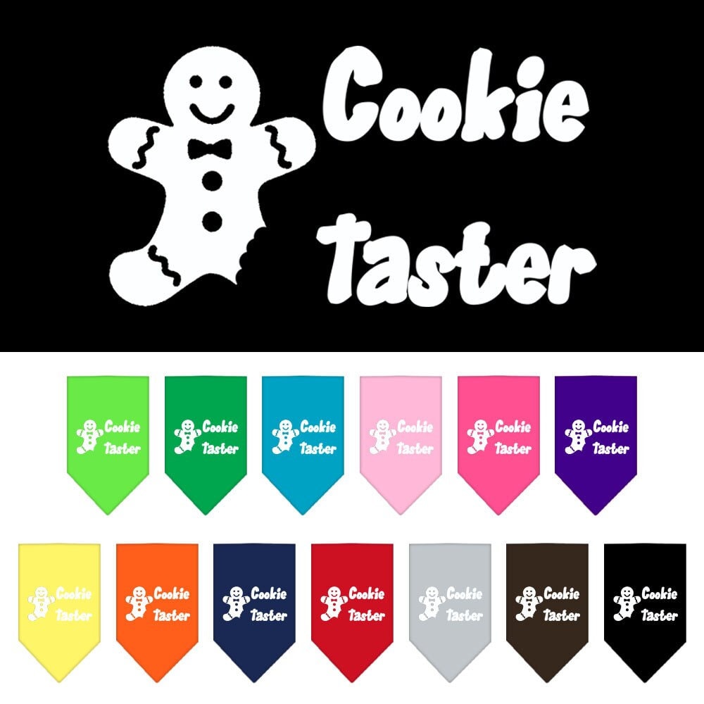 Bandana navideña para mascotas y perros serigrafiada, "Cookie Taster"