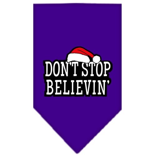 Bandana navideña para mascotas y perros serigrafiada con la frase "Don't Stop Believin'"