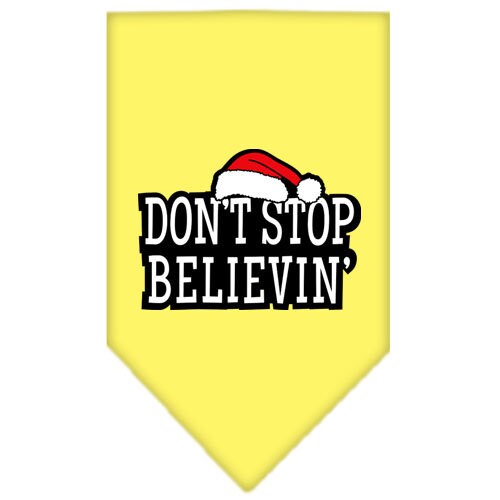 Bandana navideña para mascotas y perros serigrafiada con la frase "Don't Stop Believin'"