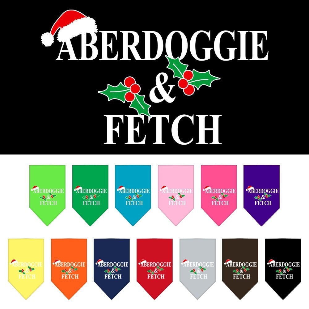 Bandana navideña para mascotas y perros serigrafiada, "Aberdoggie Christmas"