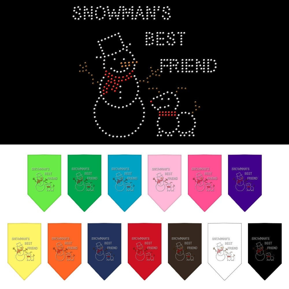 Bandana navideña para perro y mascota con diamantes de imitación, "El mejor amigo del muñeco de nieve"