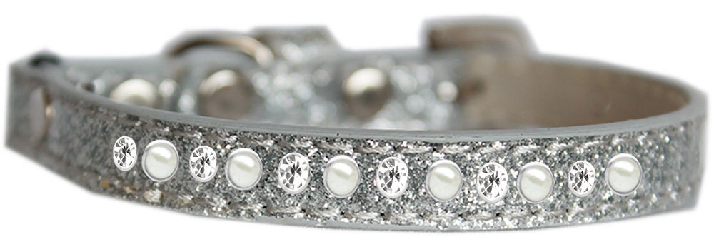 "One Row Pearl & Clear Crystal" Ice Cream Cat Safety Collar