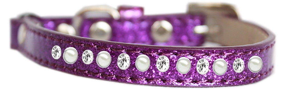 "One Row Pearl & Clear Crystal" Ice Cream Cat Safety Collar
