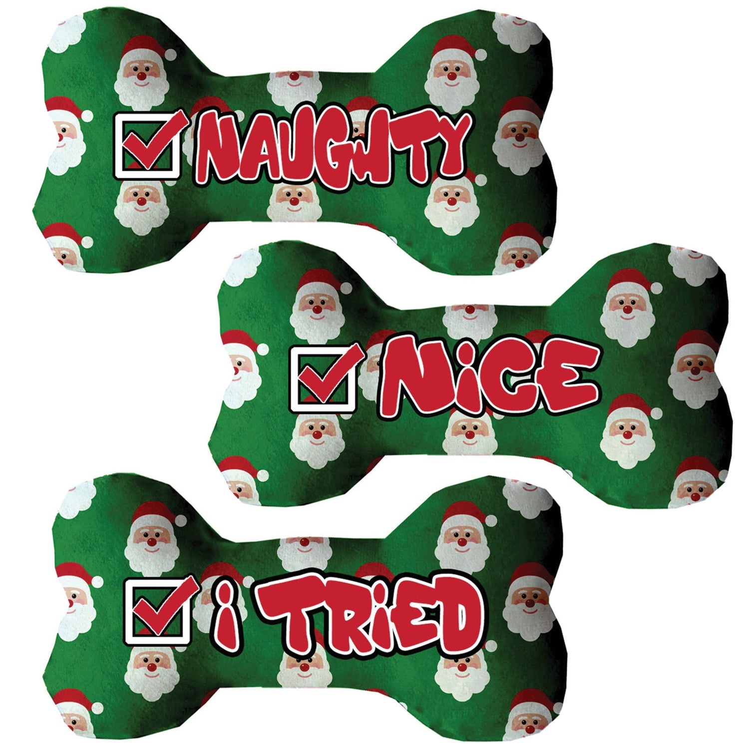 "Naughty, Nice, or I Tried" Christmas Bone Toys