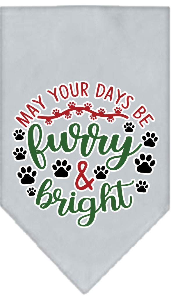 Bandana navideña para mascotas y perros serigrafiada, "Peluda y brillante"