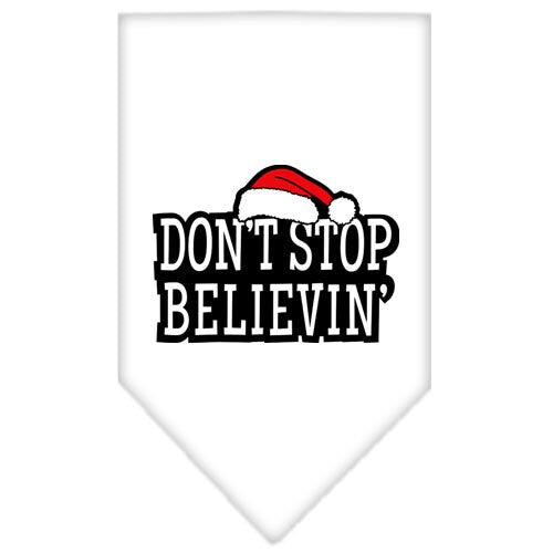 Bandana navideña para mascotas y perros serigrafiada con la frase "Don't Stop Believin'"