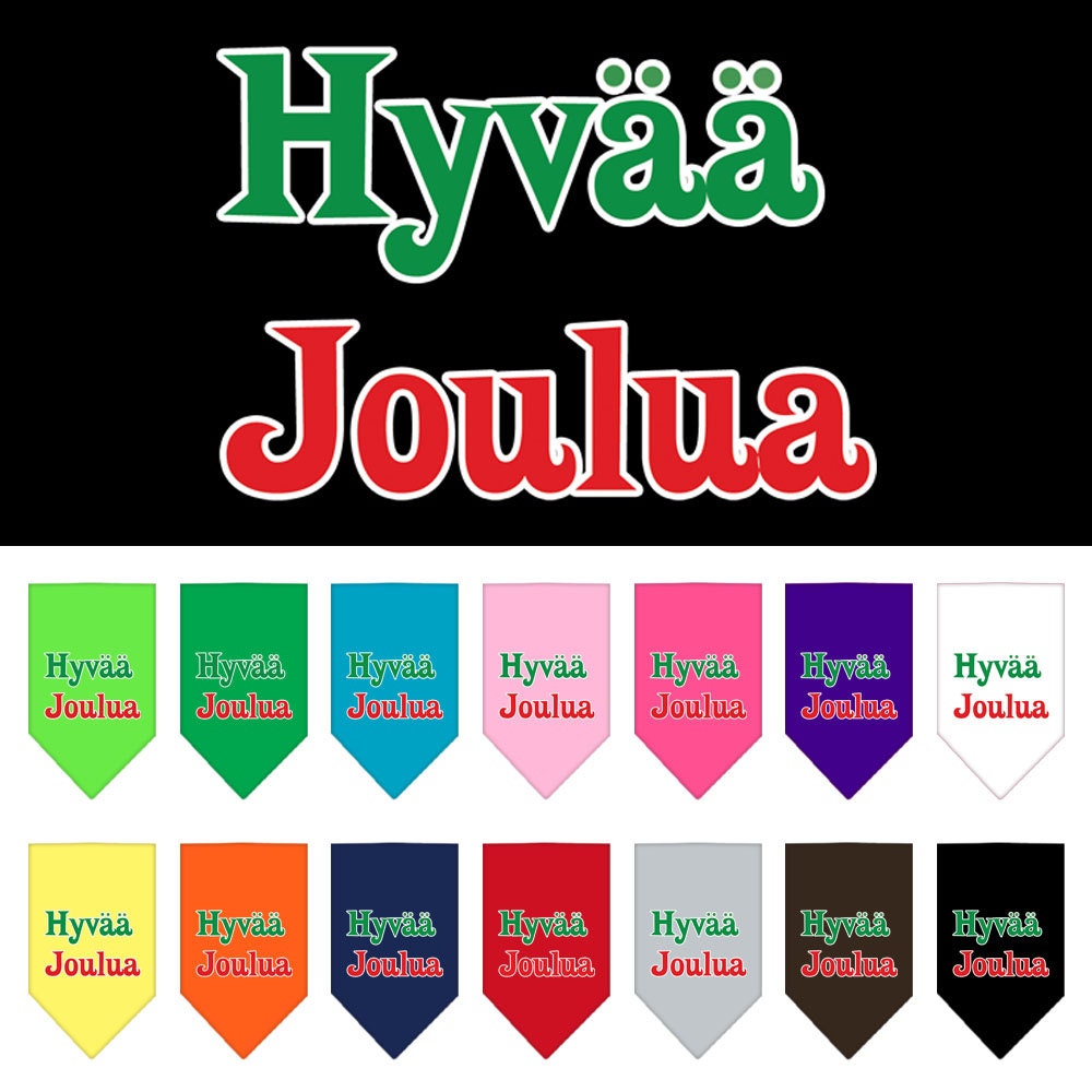 Bandana navideña para perros y mascotas serigrafiada, "Hyvää Joulua"