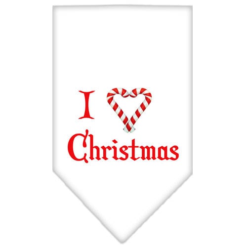 Bandana navideña para mascotas y perros serigrafiada con la frase "Amo la Navidad"