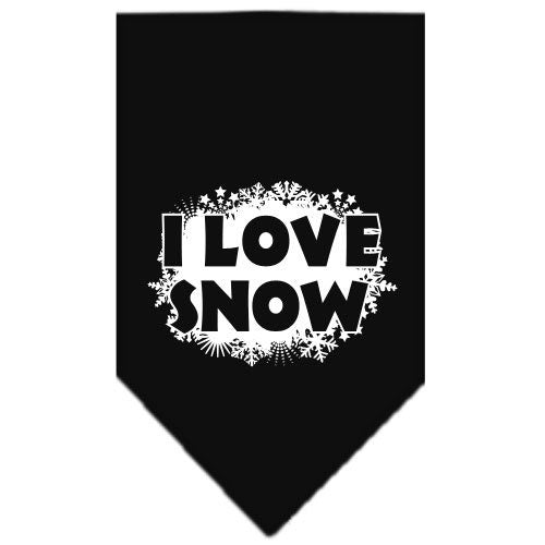 Bandana navideña para mascotas y perros serigrafiada con la frase "Me encanta la nieve"
